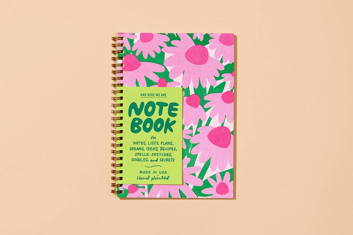 And Here We Are paper Letterpress A5 Lined Spiral Notebook—Coneflower