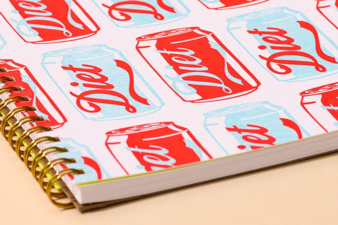 And Here We Are paper Letterpress A5 Lined Spiral Notebook—Diet Soda
