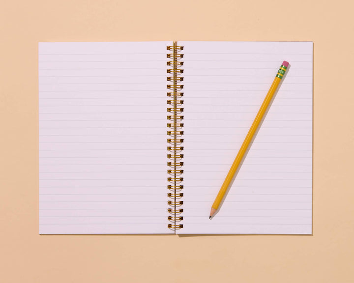 And Here We Are paper Letterpress A5 Lined Spiral Notebook—Diet Soda