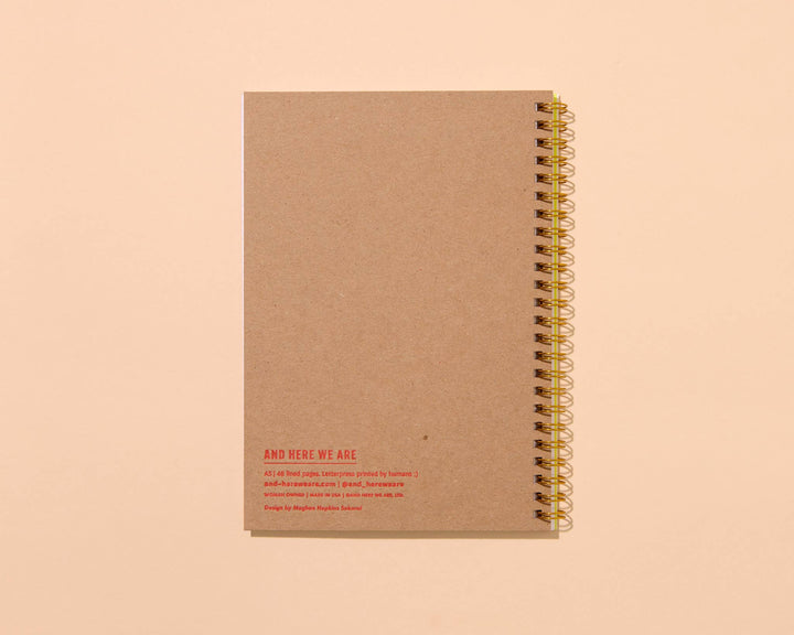 And Here We Are paper Letterpress A5 Lined Spiral Notebook—Diet Soda
