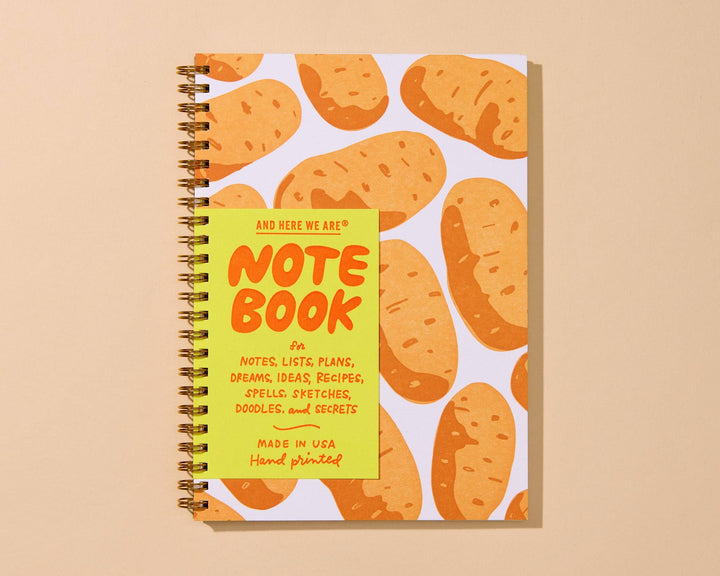 And Here We Are paper Letterpress A5 Lined Spiral Notebook—Potato Root Vegetable