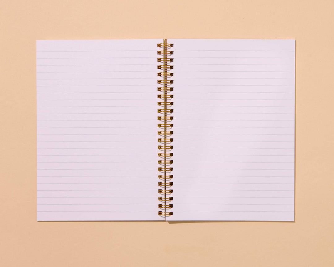 And Here We Are paper Letterpress A5 Lined Spiral Notebook—Toile Cats Pattern
