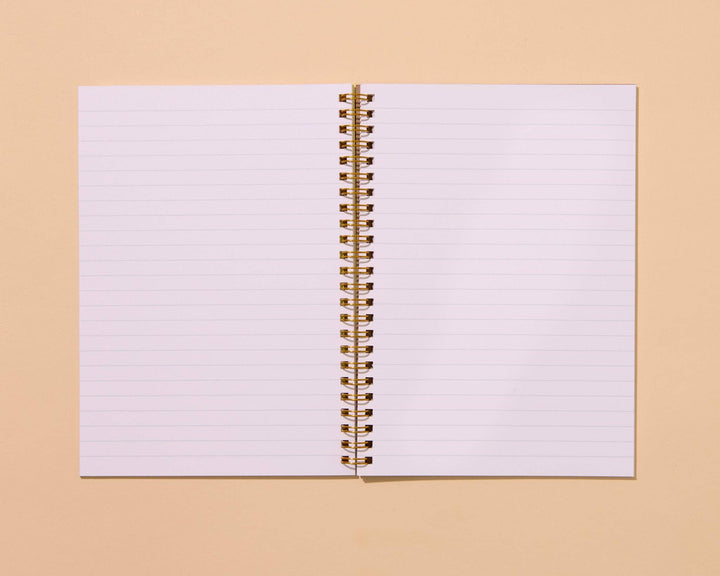 And Here We Are paper Letterpress A5 Lined Spiral Notebook—Toile Cats Pattern