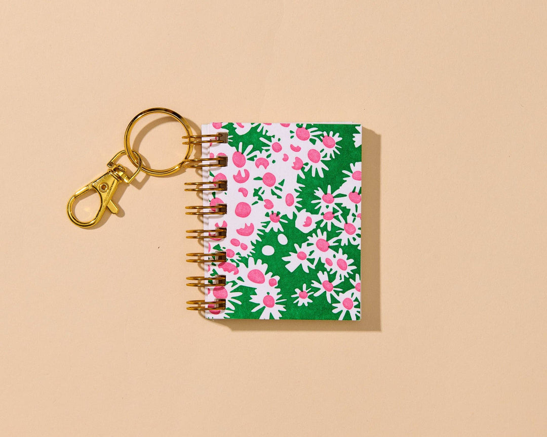 And Here We Are paper Letterpress Mini Notebook Bag Charm—Aster