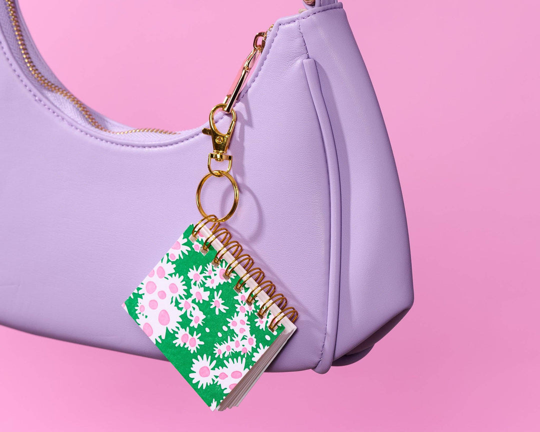 And Here We Are paper Letterpress Mini Notebook Bag Charm—Aster