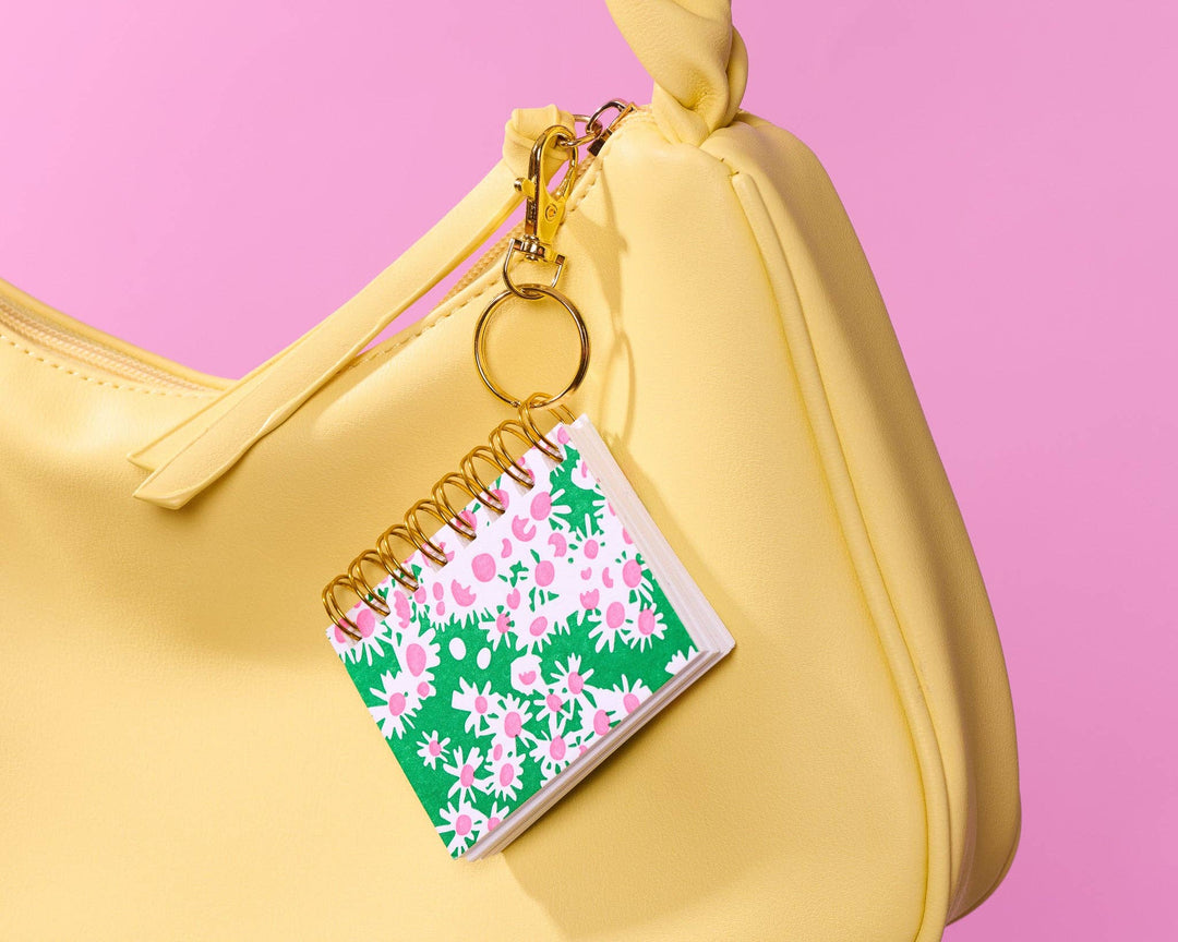 And Here We Are paper Letterpress Mini Notebook Bag Charm—Aster