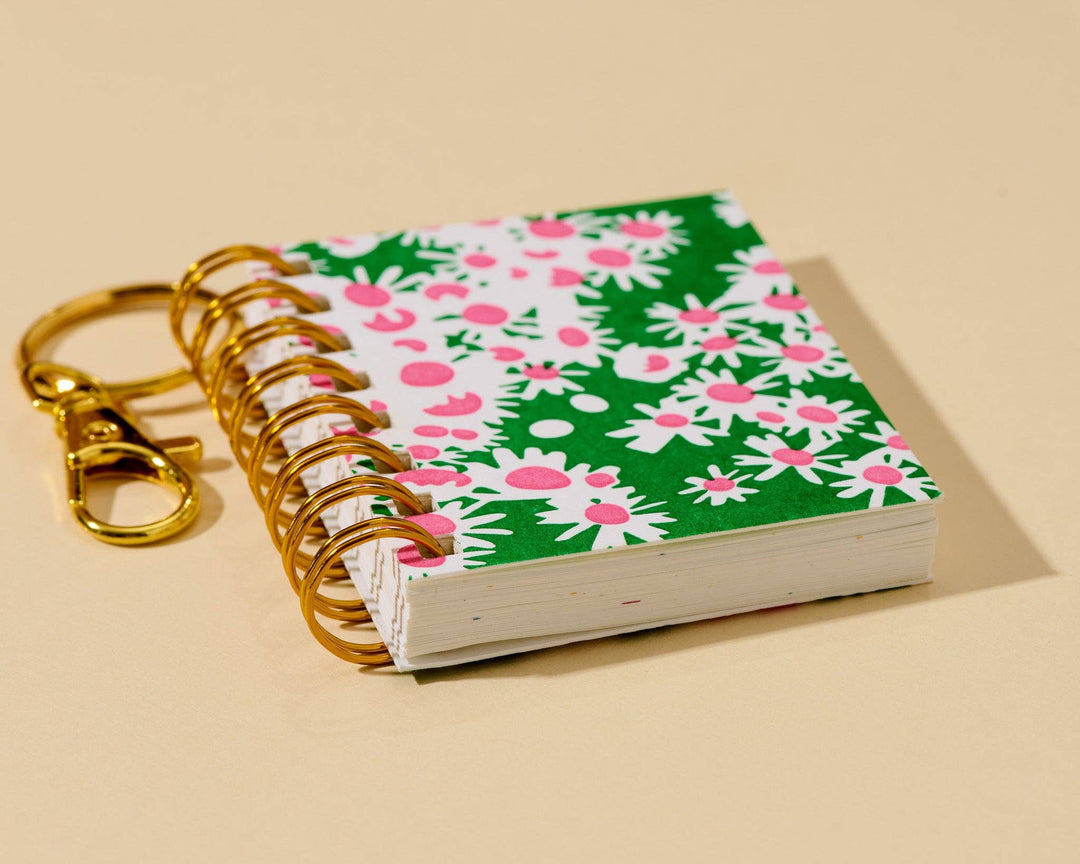 And Here We Are paper Letterpress Mini Notebook Bag Charm—Aster