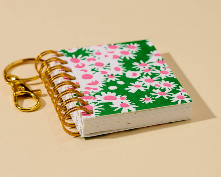 And Here We Are paper Letterpress Mini Notebook Bag Charm—Aster