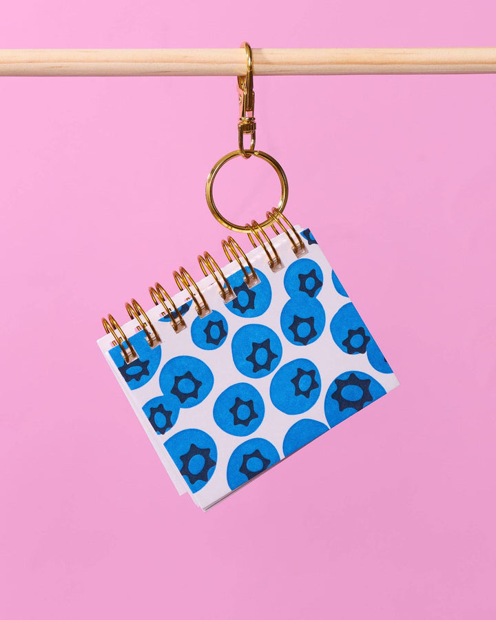And Here We Are paper Letterpress Mini Notebook Bag Charm—Blueberry Pattern