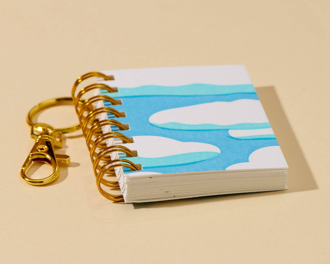 And Here We Are paper Letterpress Mini Notebook Bag Charm—Clouds and Sky