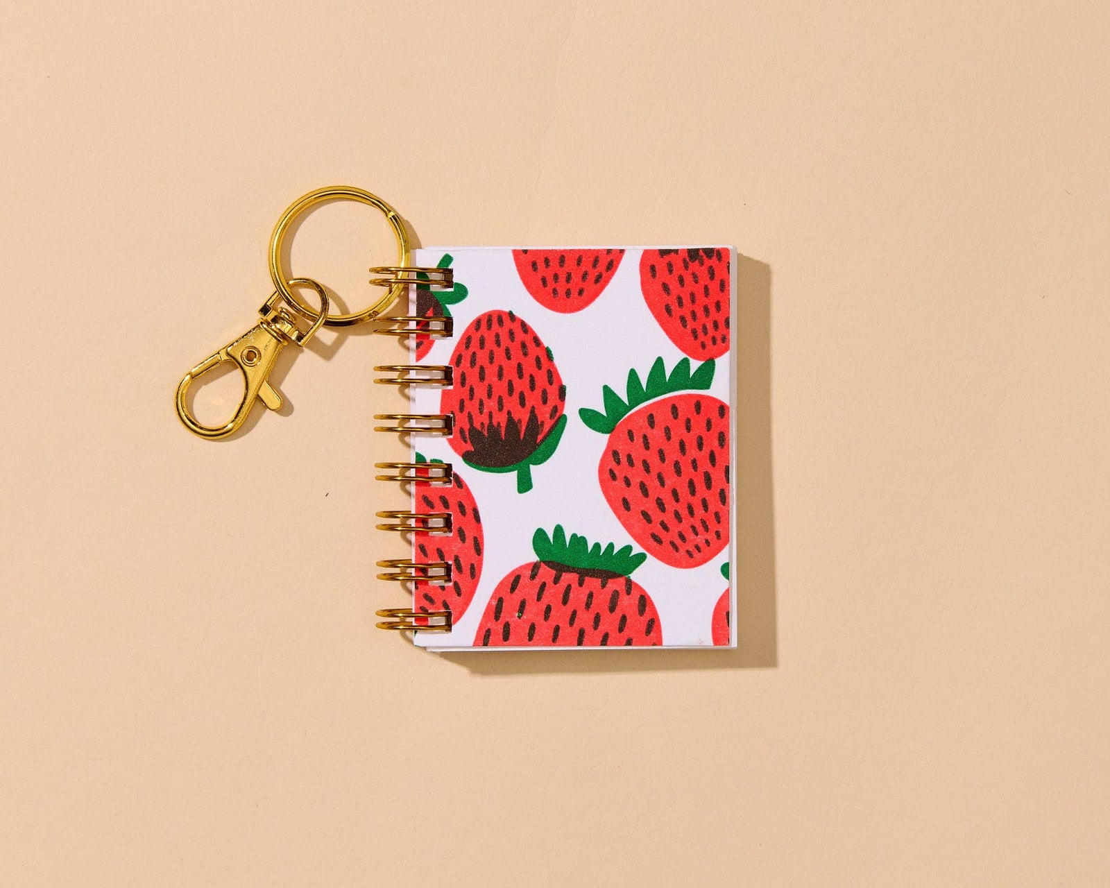 And Here We Are paper Letterpress Mini Notebook Bag Charm—Strawberry Pattern