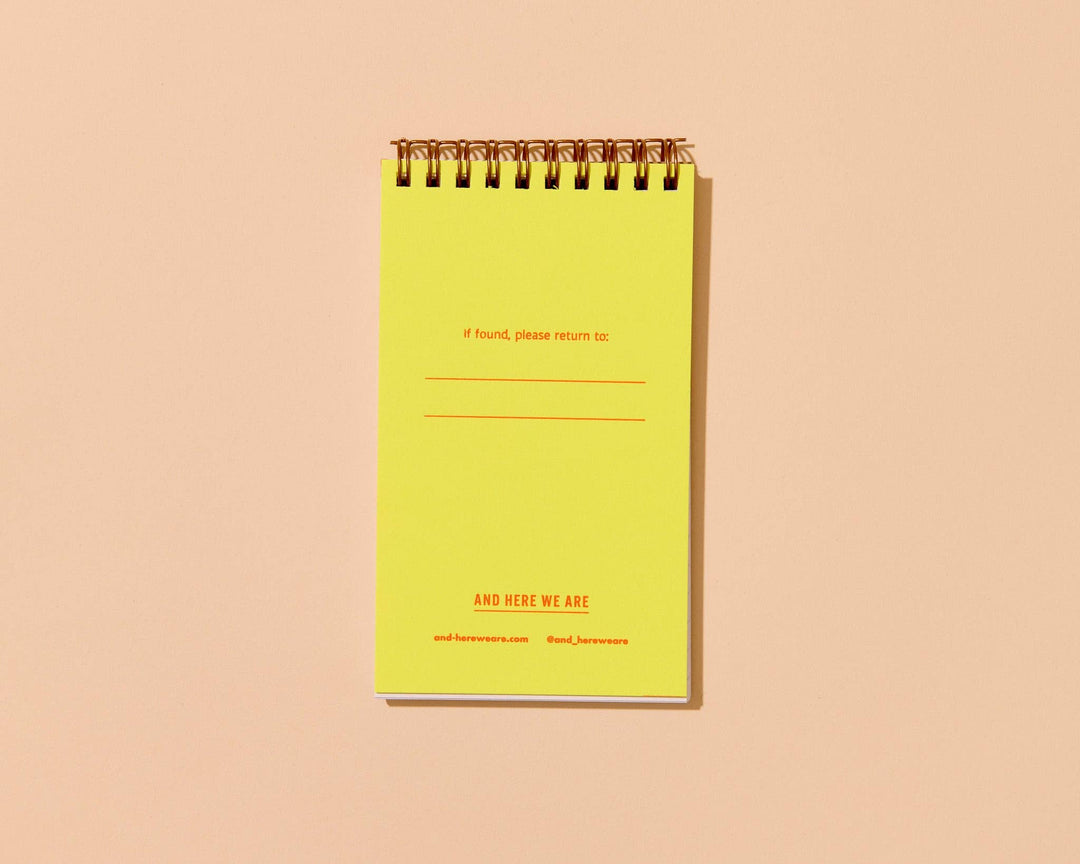 And Here We Are paper Letterpress Small Spiral Notebook—Cabana Stripe Red/Pink