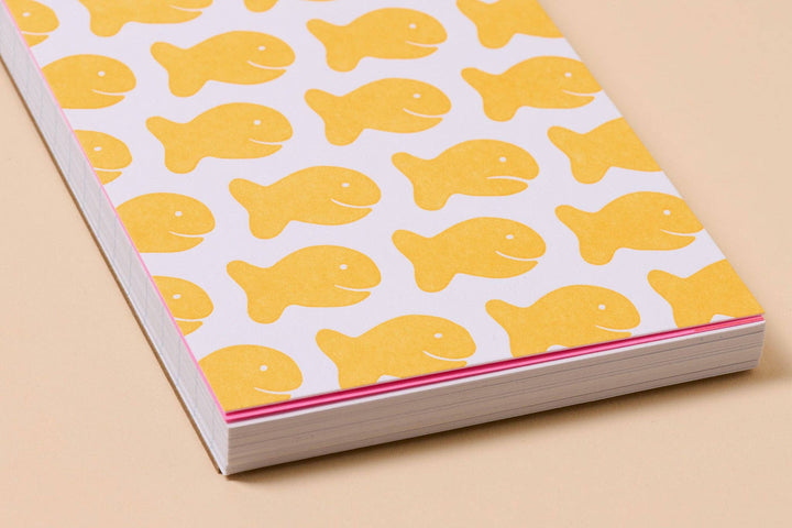 And Here We Are paper Letterpress Small Spiral Notebook—Goldfish Cracker