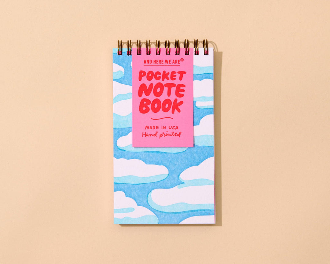 And Here We Are paper Letterpress  Small Spiral Notebook—Sky and Clouds
