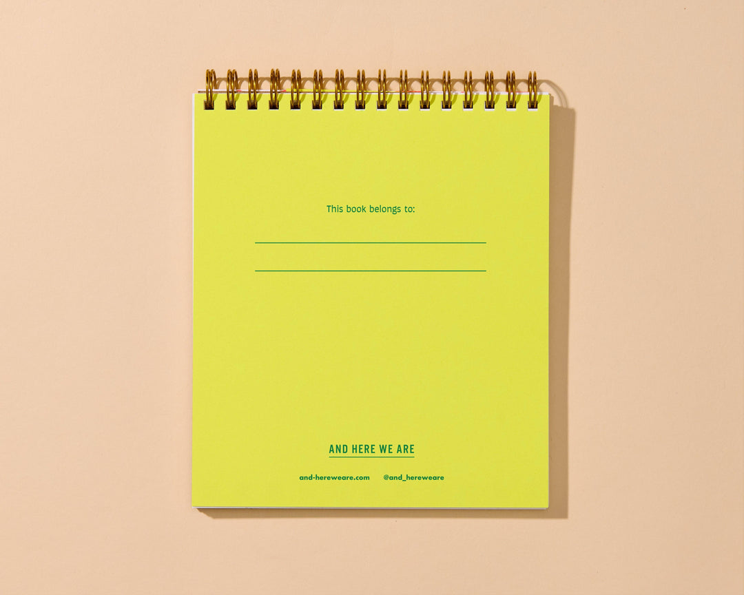 And Here We Are paper Letterpress Unlined Spiral Notebook—Red Gummy Fish