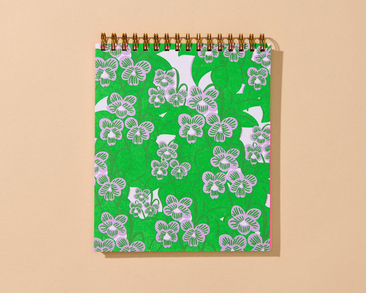 And Here We Are paper Letterpress Unlined Spiral Notebook—Violets