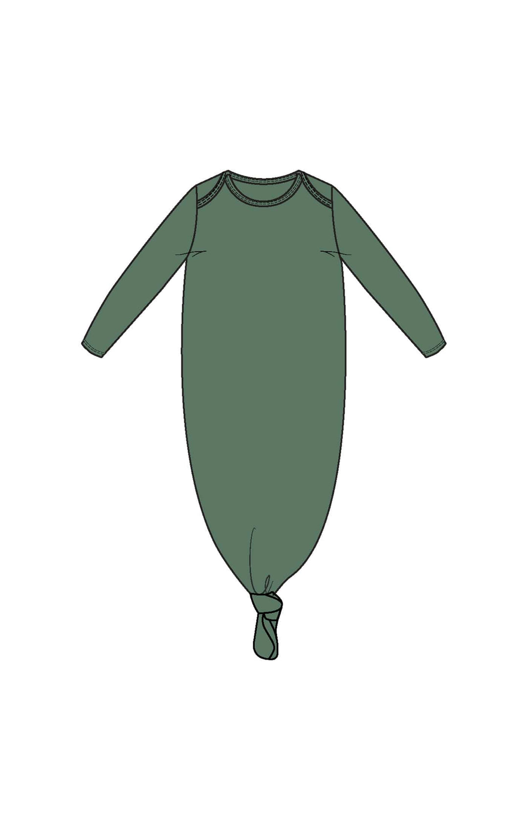Angel Dear Baby 0-3m Basics - Dark Ivy - Knotted Gown
