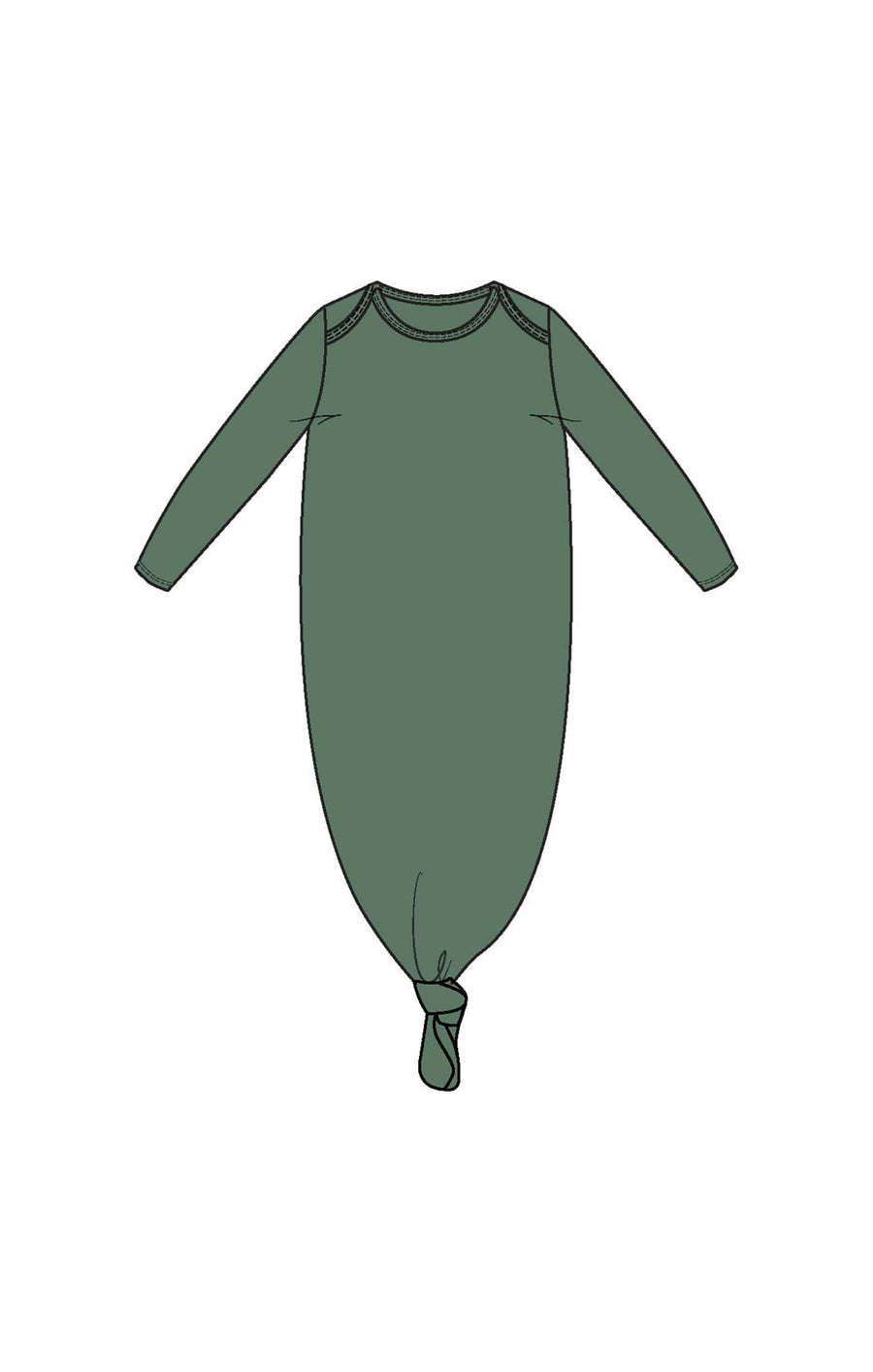 Angel Dear Baby 0-3m Basics - Dark Ivy - Knotted Gown