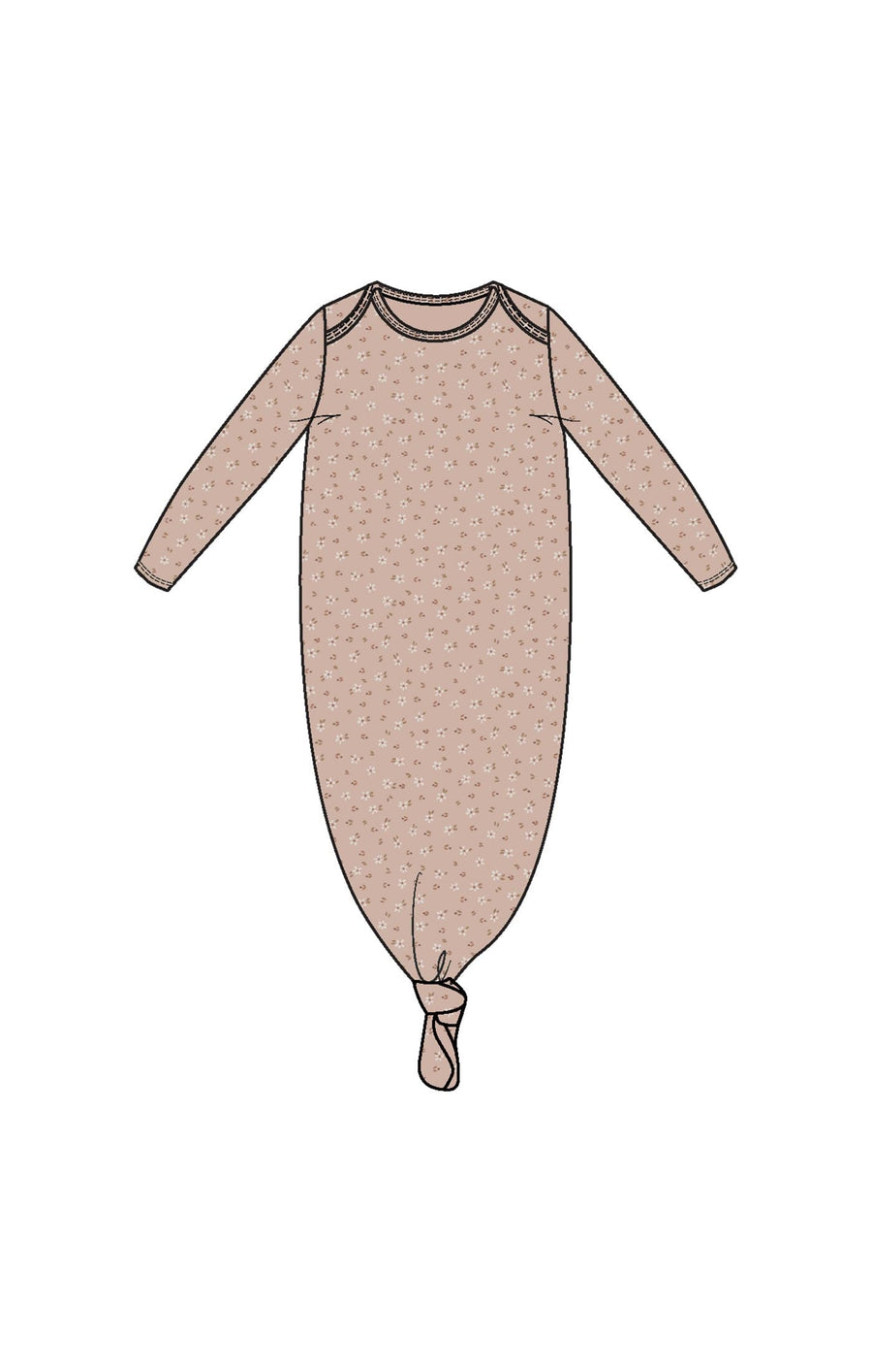 Angel Dear Baby 0-3m Carrie Floral Pink - Bamboo - Knotted Gown