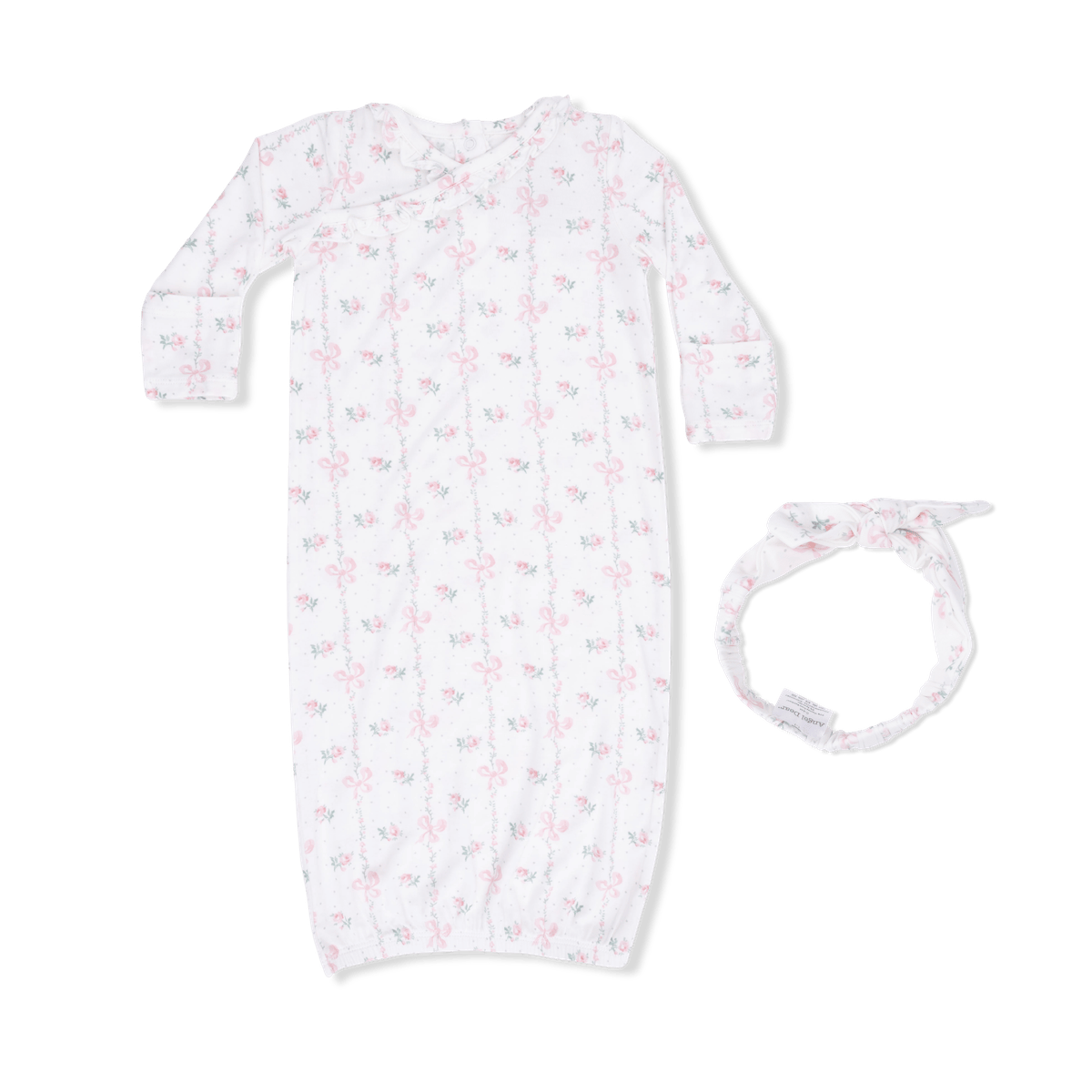 Angel Dear Baby 0-3m Dainty Buds And Bows - Kimono Gown & Knot Headband