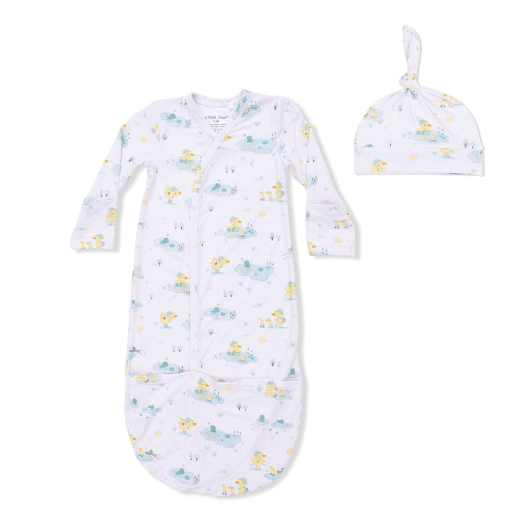 Angel Dear Baby 0-3m Frog And Duck Pond - Bundle Gown & Knotted Hat