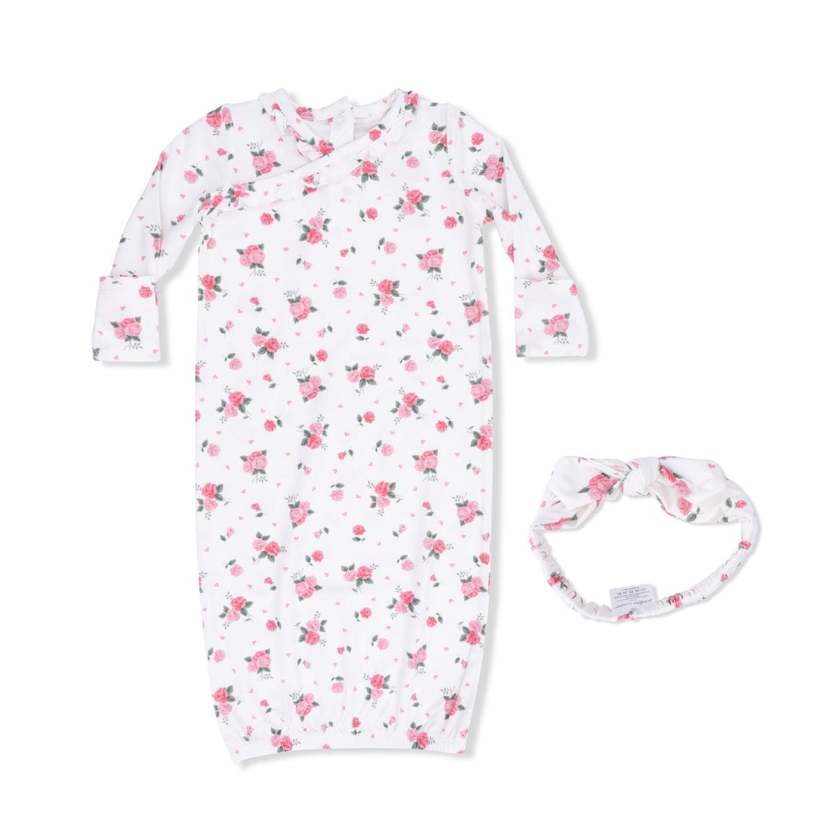 Angel Dear Baby 0-3m Pink Rosettes - Kimono Gown & Knot Headband