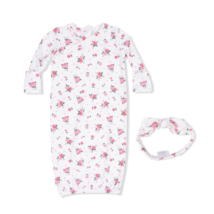 Angel Dear Baby 0-3m Pink Rosettes - Kimono Gown & Knot Headband