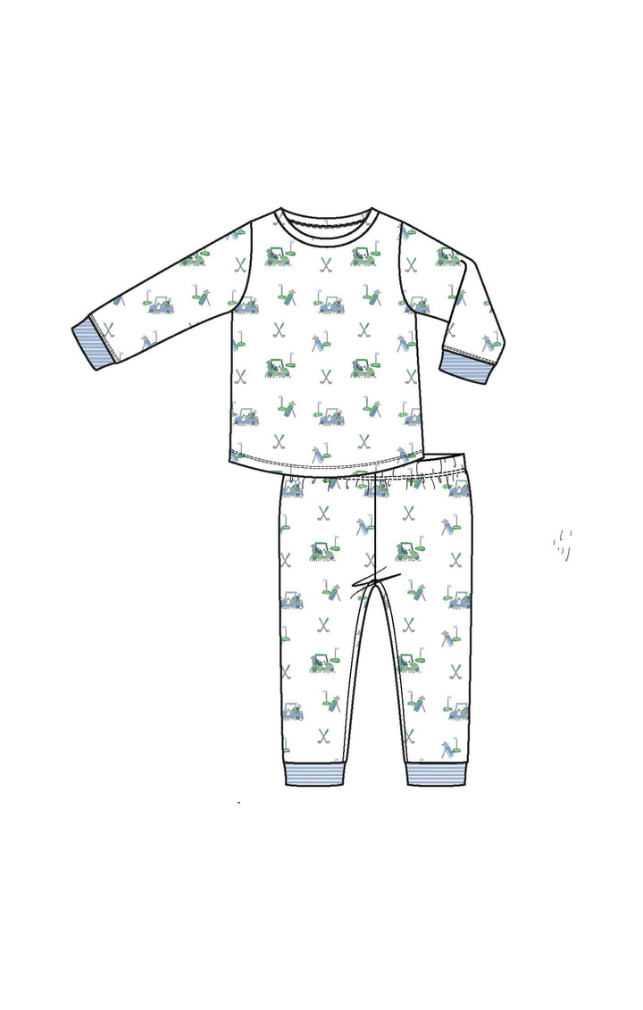Angel Dear Baby Baby Golf Carts - Blue - L/s Loungewear Set