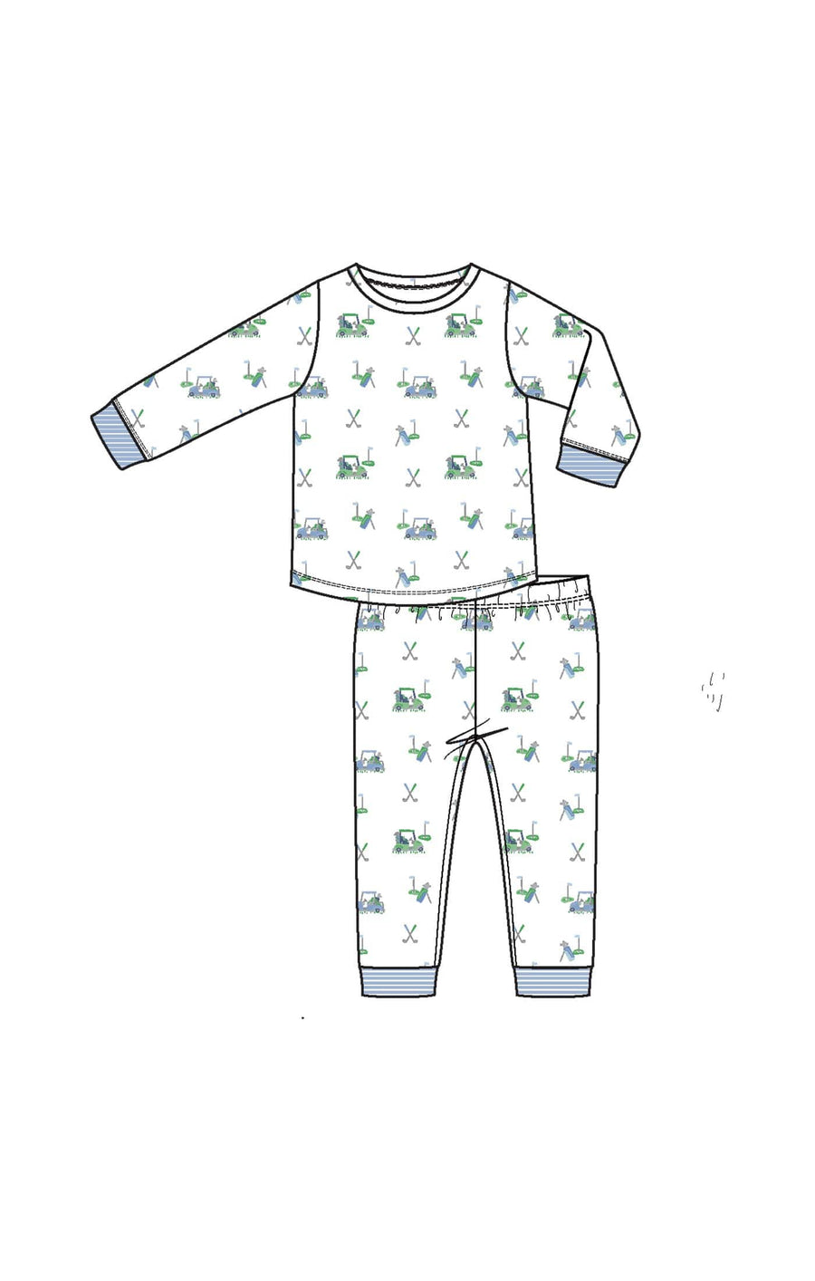 Angel Dear Baby Baby Golf Carts - Blue - L/s Loungewear Set