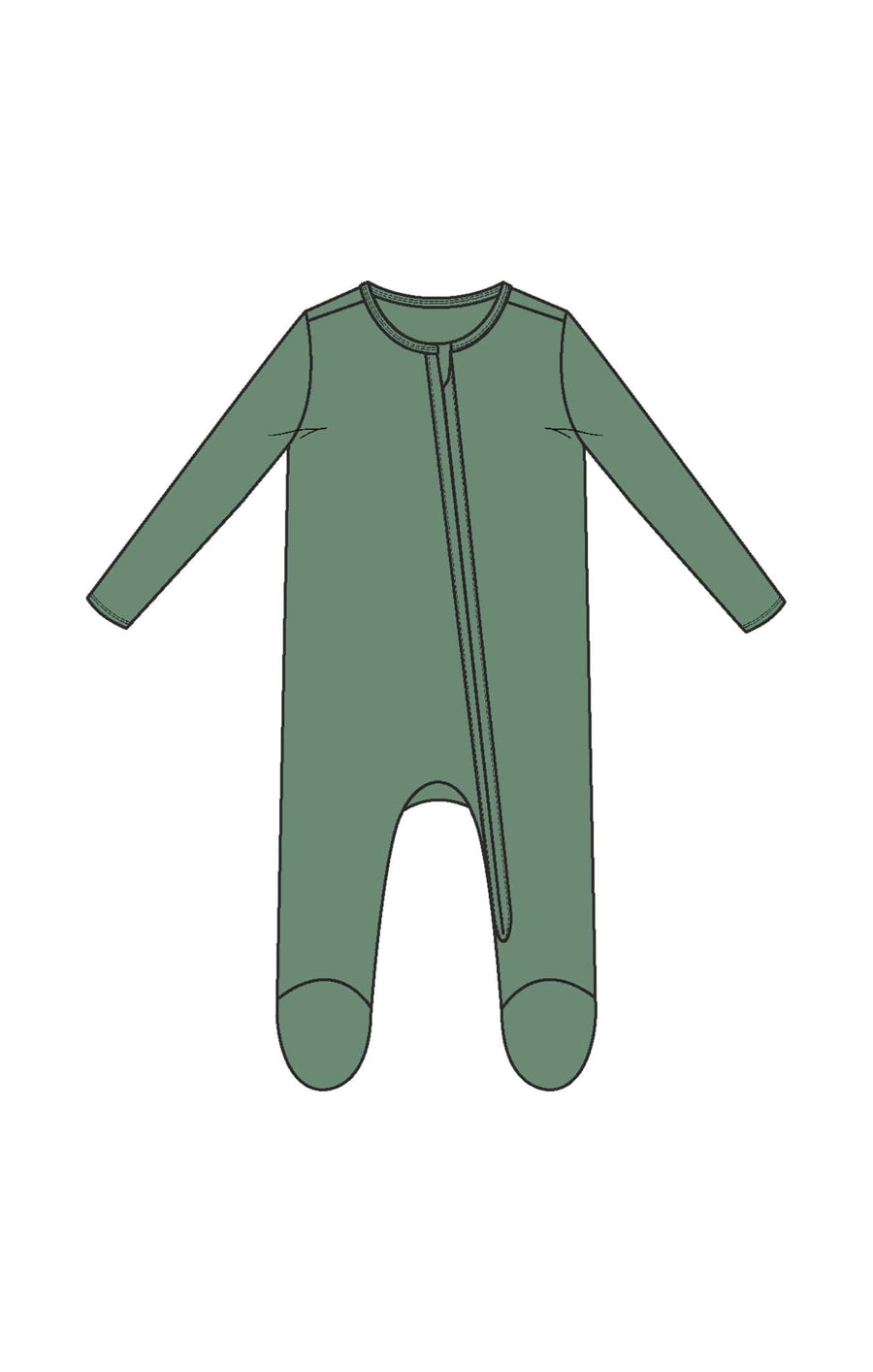 Angel Dear Baby Basics - Dark Ivy - 2 Way Zipper Footie