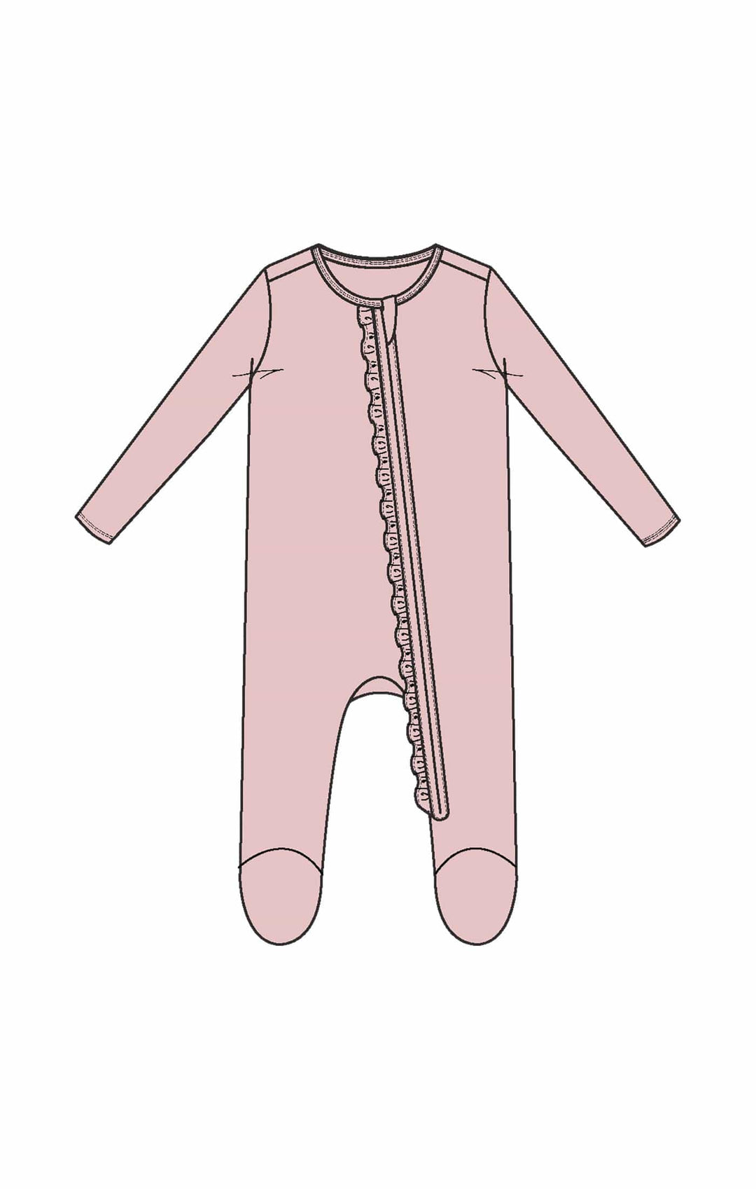 Angel Dear Baby Basics - Veiled Pink - 2 Way Ruffle Zipper Footie