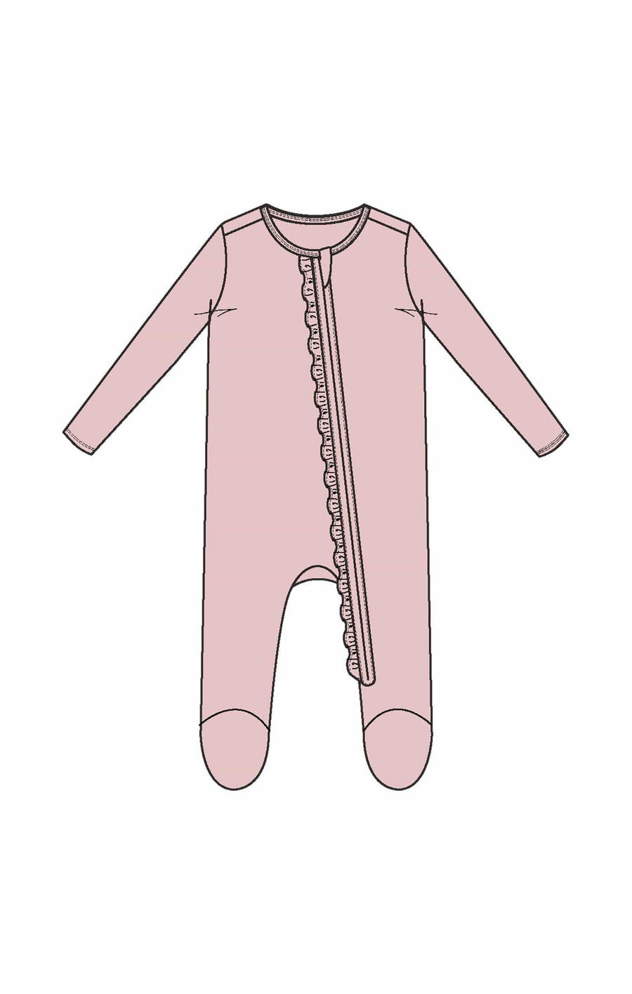 Angel Dear Baby Basics - Veiled Pink - 2 Way Ruffle Zipper Footie