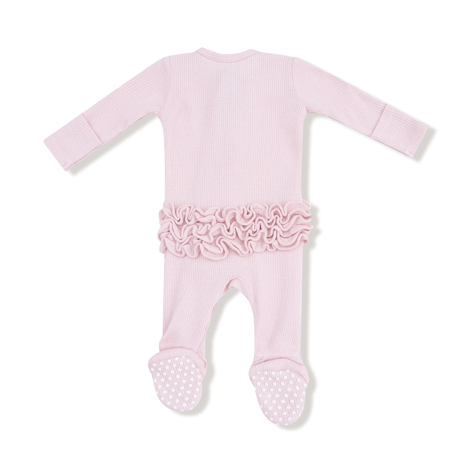 Angel Dear Baby Basics - Veiled Pink - 2 Way Ruffle Zipper Footie