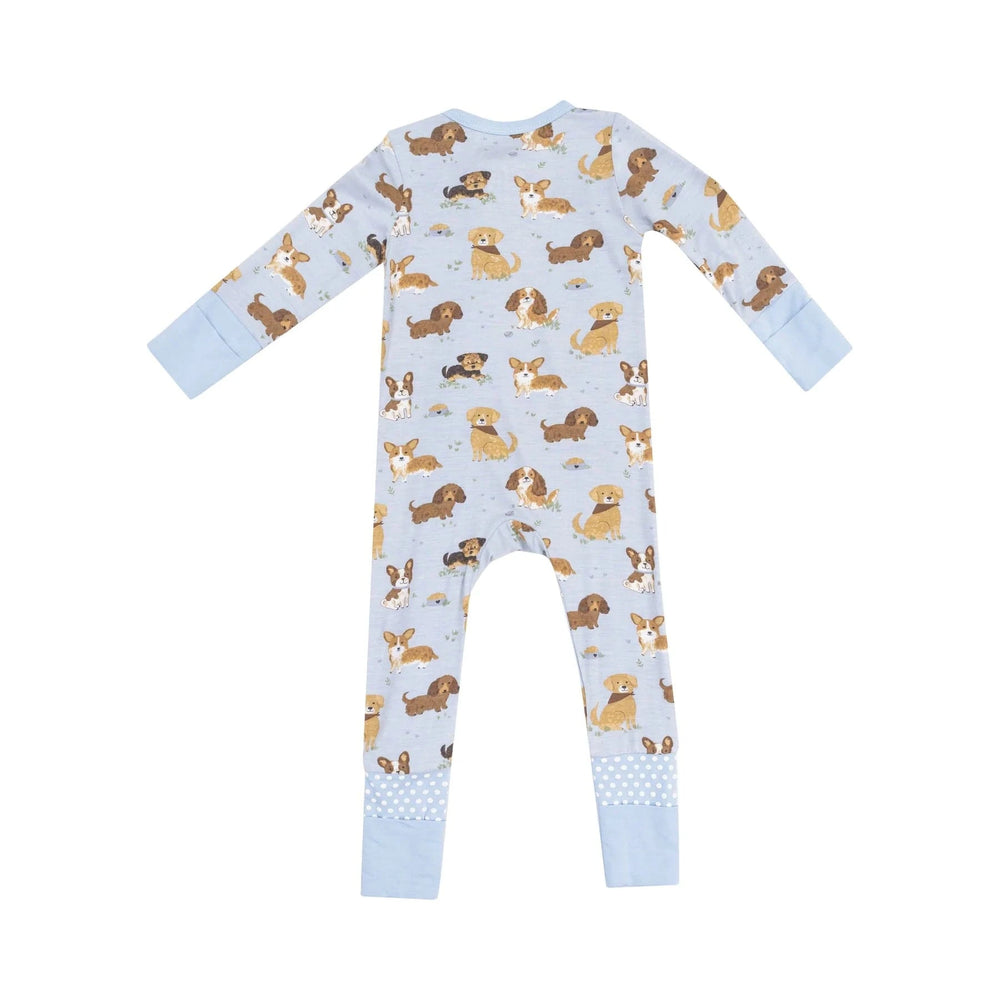 Angel Dear Baby Best Friend Dogs Blue 2 Way Zipper Romper