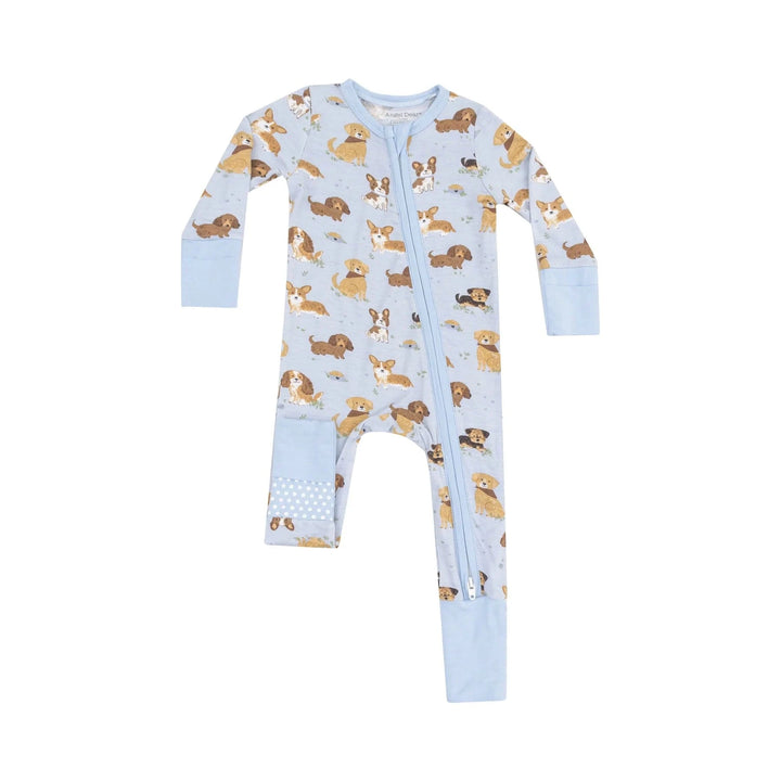 Angel Dear Baby Best Friend Dogs Blue 2 Way Zipper Romper