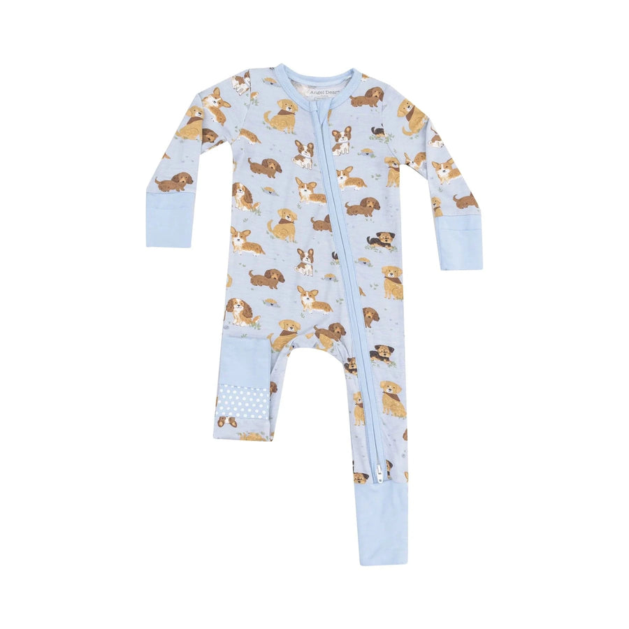 Angel Dear Baby Best Friend Dogs Blue 2 Way Zipper Romper