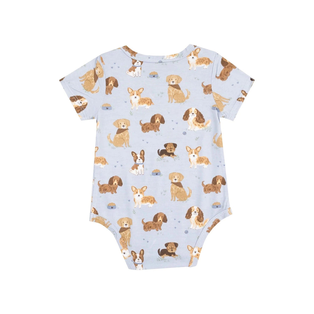 Angel Dear Baby Best Friend Dogs Blue S/S Bodysuit