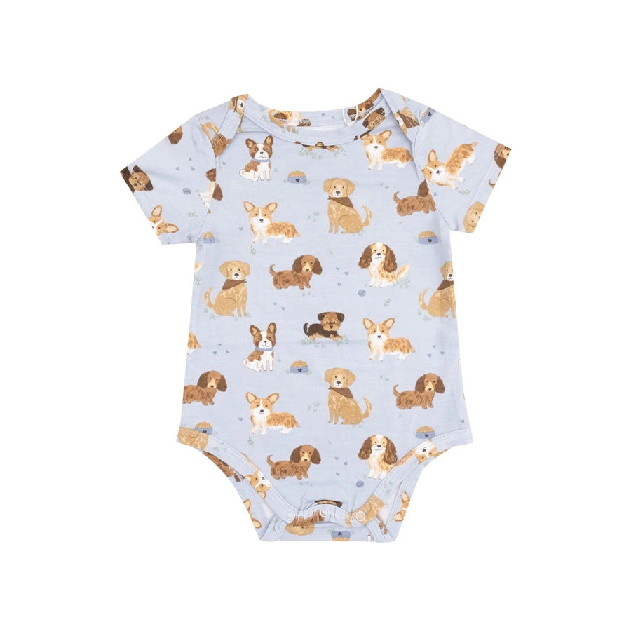 Angel Dear Baby Best Friend Dogs Blue S/S Bodysuit