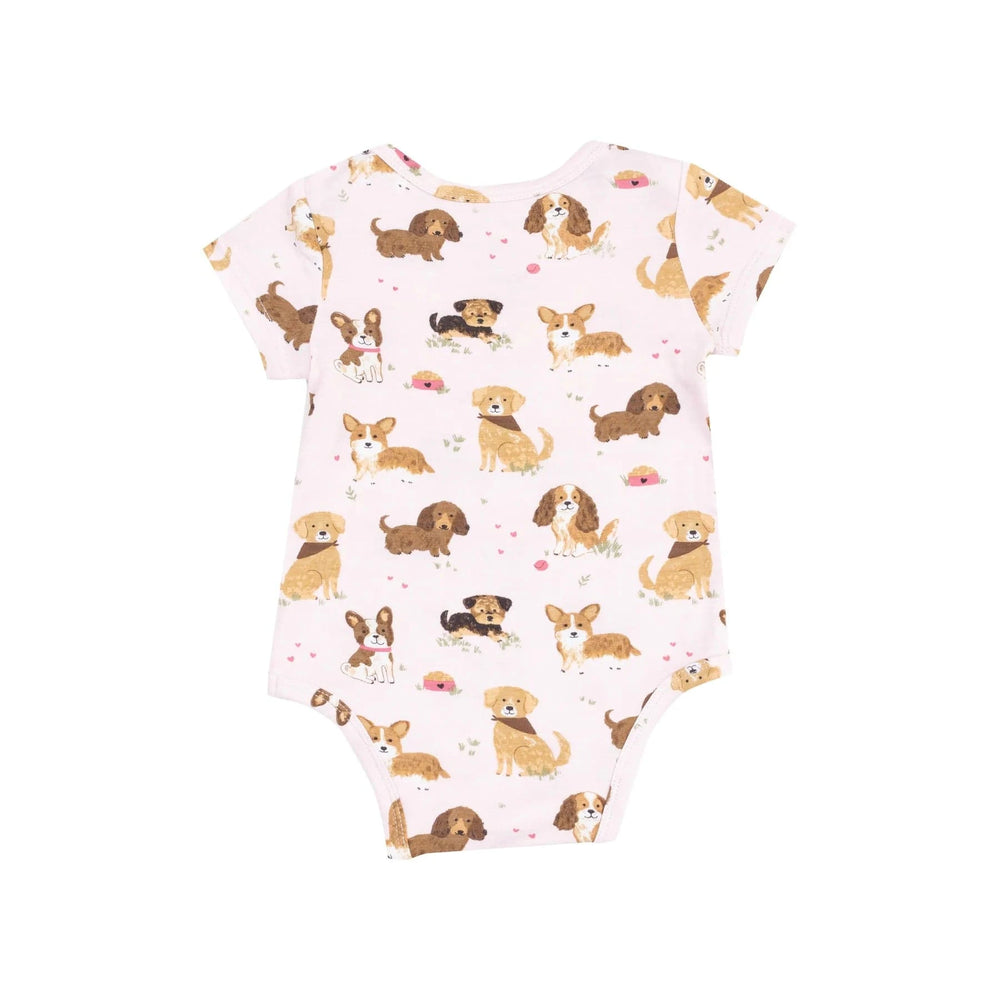 Angel Dear Baby Best Friend Dogs Pink S/S Bodysuit