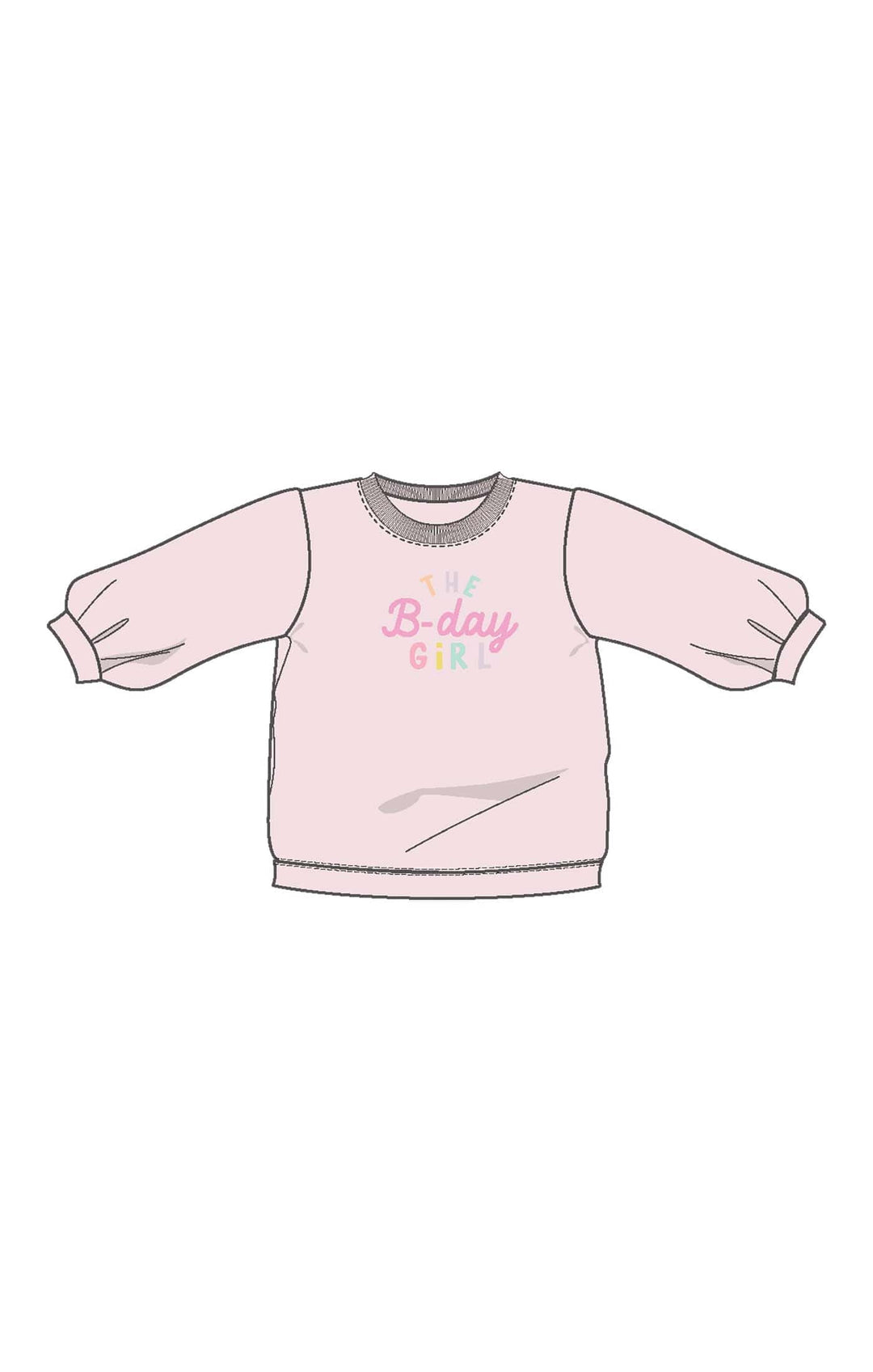 Angel Dear Baby Birthday Girl - Puffy L/s Oversized Sweatshirt With B-day Girl Embroidery