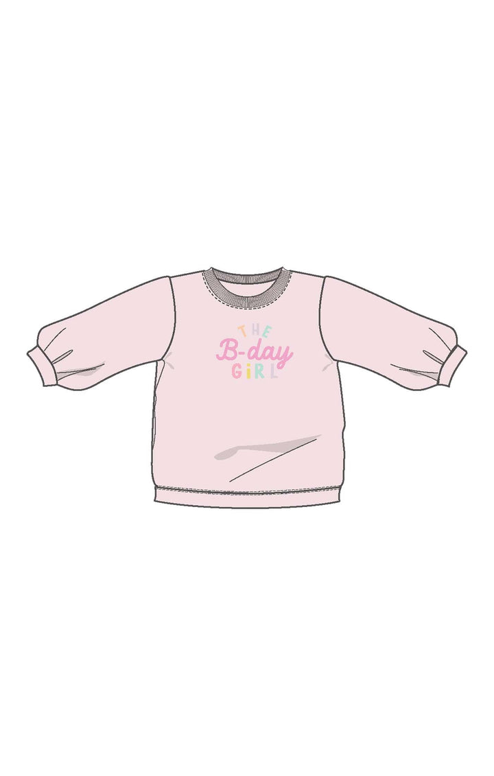Angel Dear Baby Birthday Girl - Puffy L/s Oversized Sweatshirt With B-day Girl Embroidery