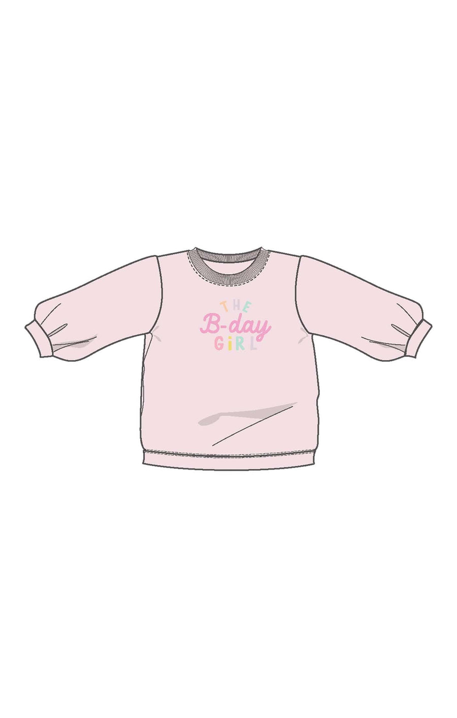 Angel Dear Baby Birthday Girl - Puffy L/s Oversized Sweatshirt With B-day Girl Embroidery