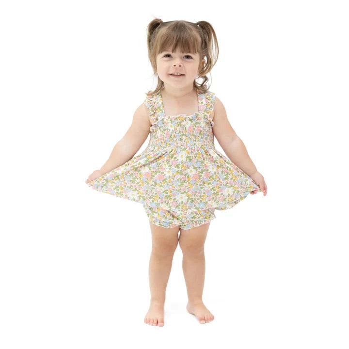 Angel Dear Baby Bubbly Baby Calico Ruffle Strap Smocked Top