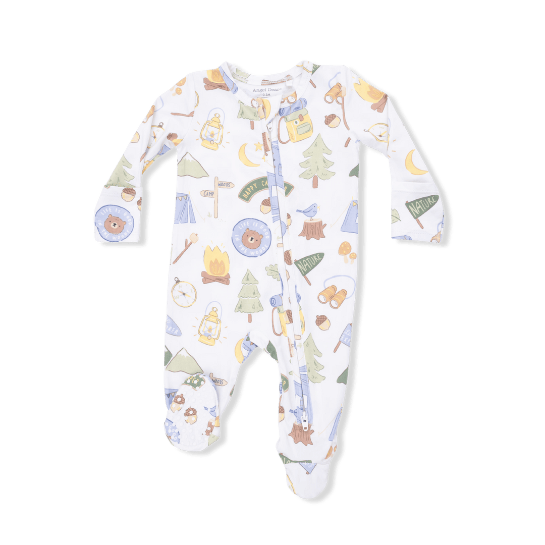 Angel Dear Baby Camping Blue - 2 Way Zipper Footie