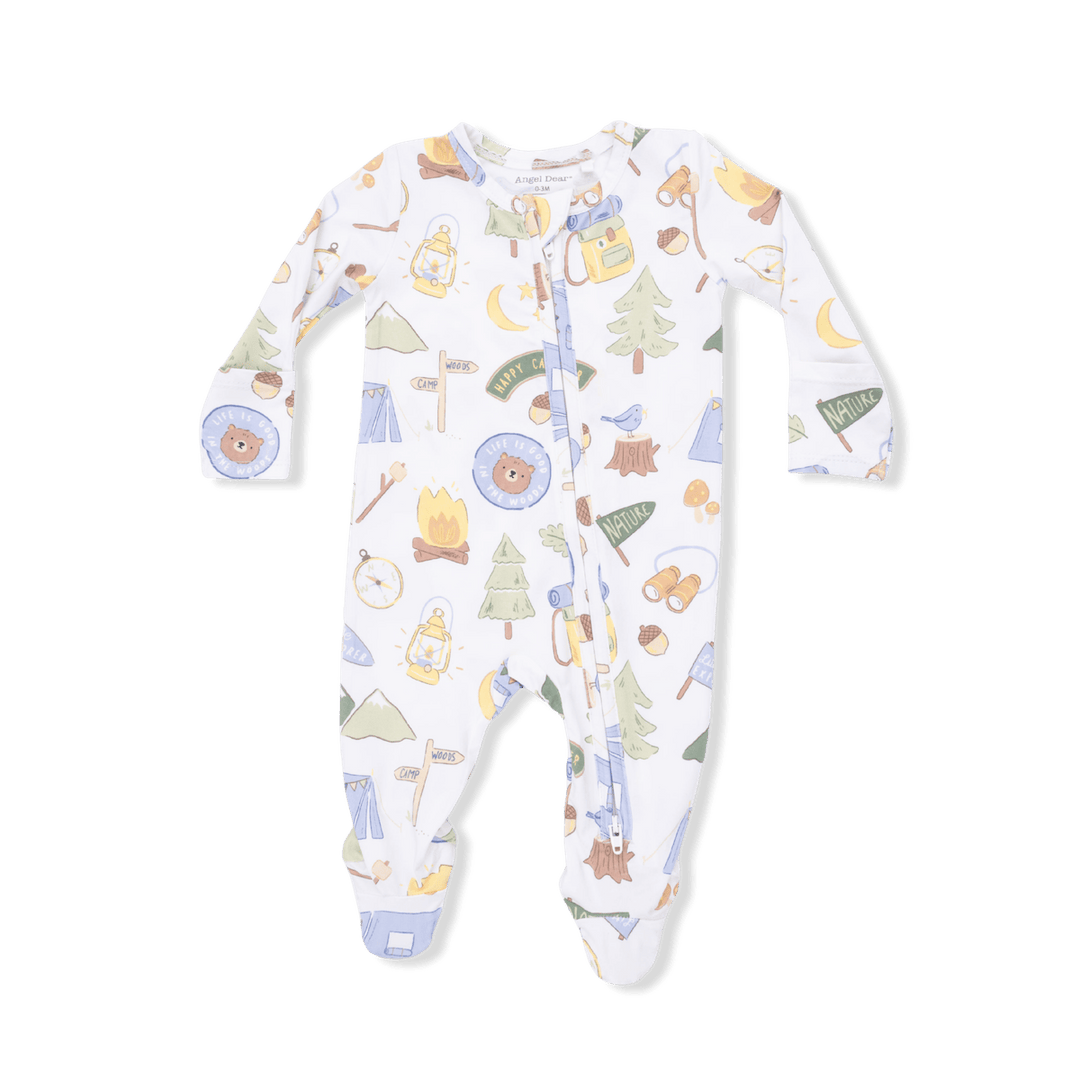 Angel Dear Baby Camping Blue - 2 Way Zipper Footie