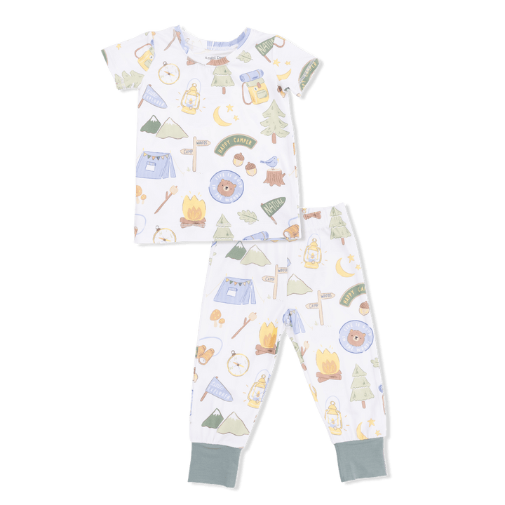 Angel Dear Baby Camping Blue - Short Sleeve Loungewear Set