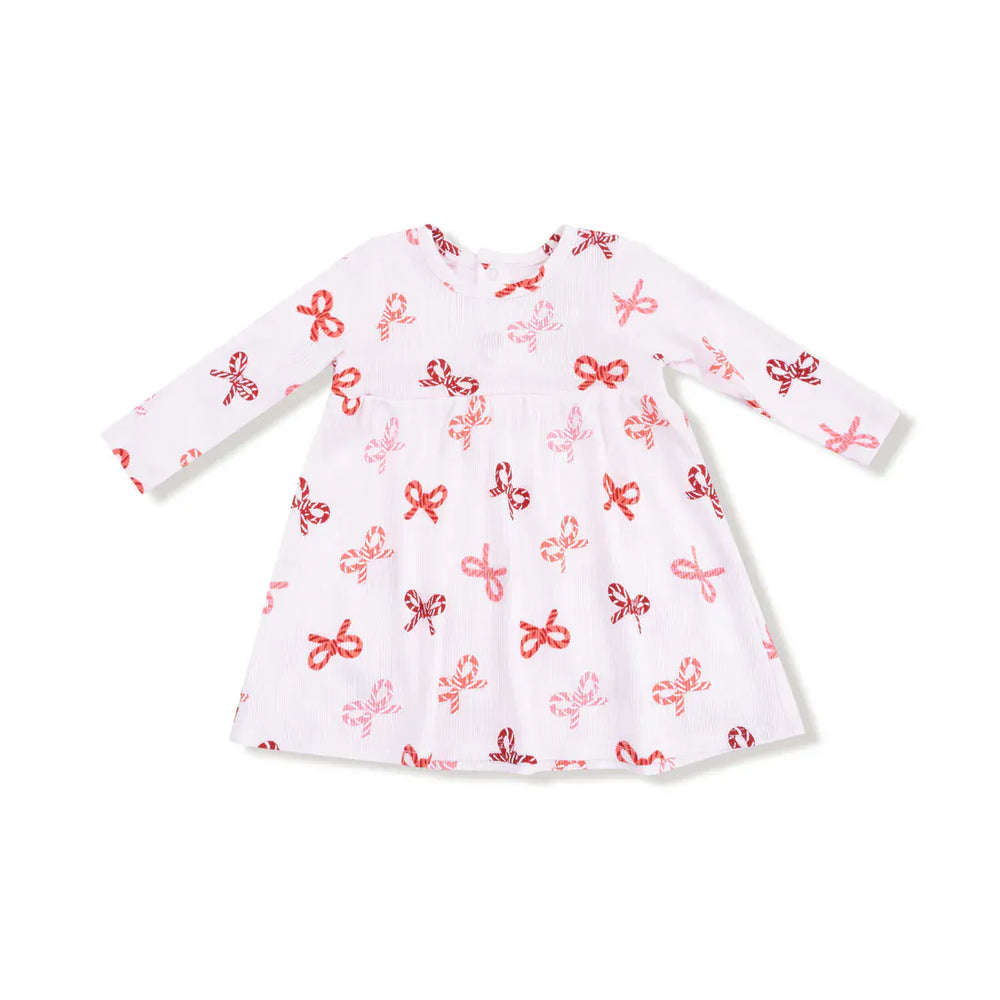 Angel Dear Baby Candy Cane Bows - Simple Dress + Bloomer