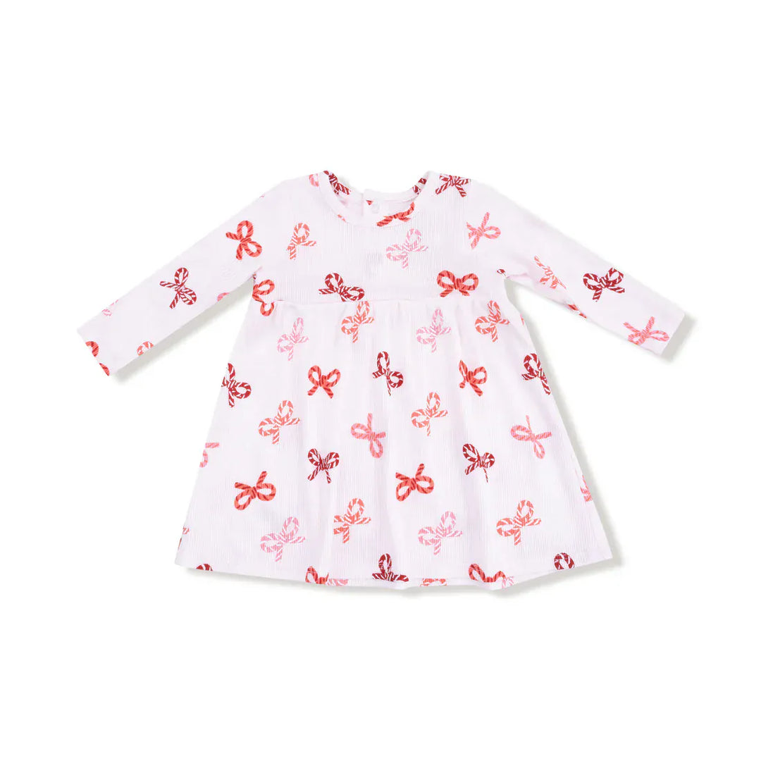 Angel Dear Baby Candy Cane Bows - Simple Dress + Bloomer
