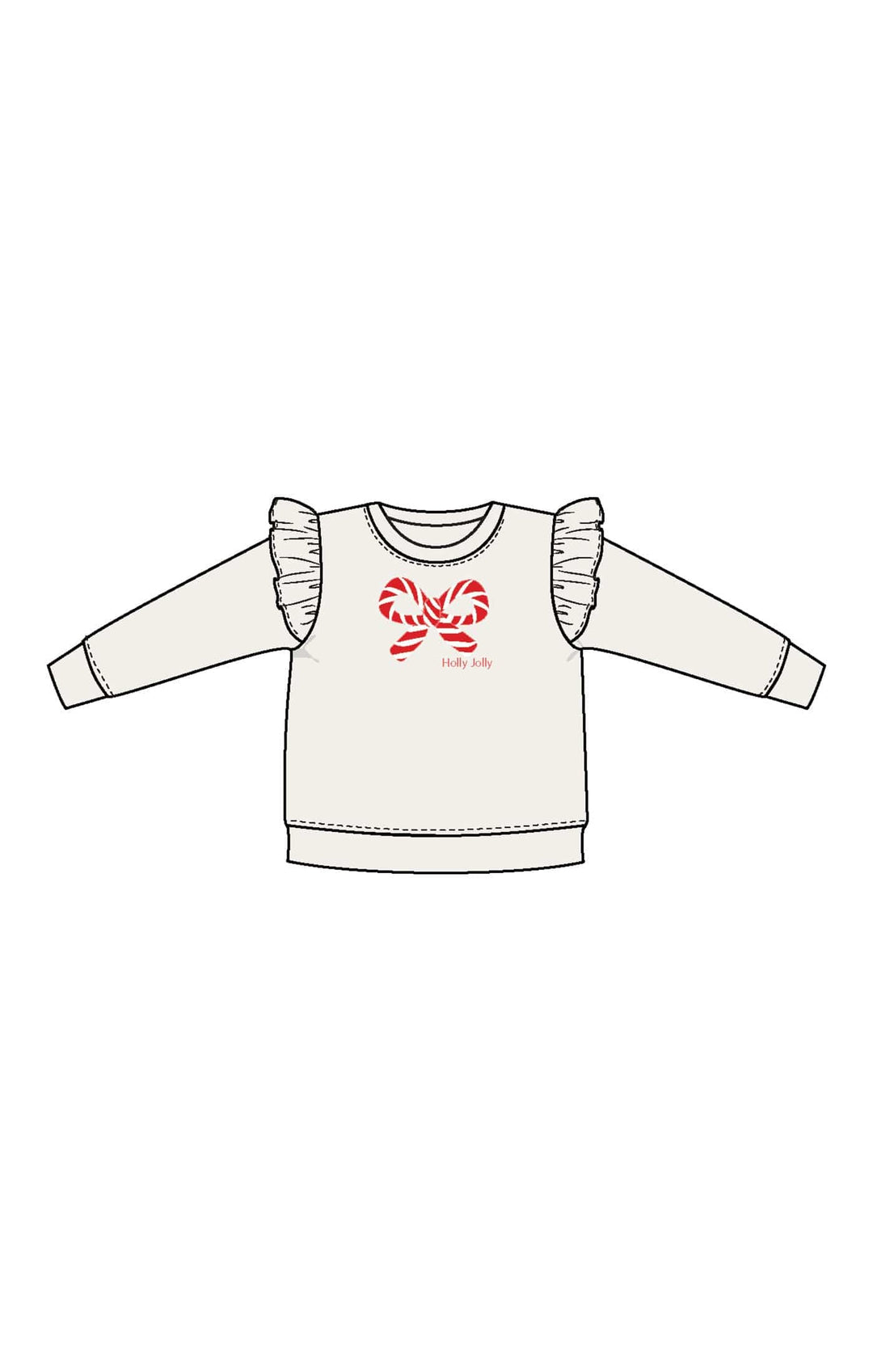 Angel Dear Baby Candy Canes - Ruffle Shoulder Waffle Sweatshirt