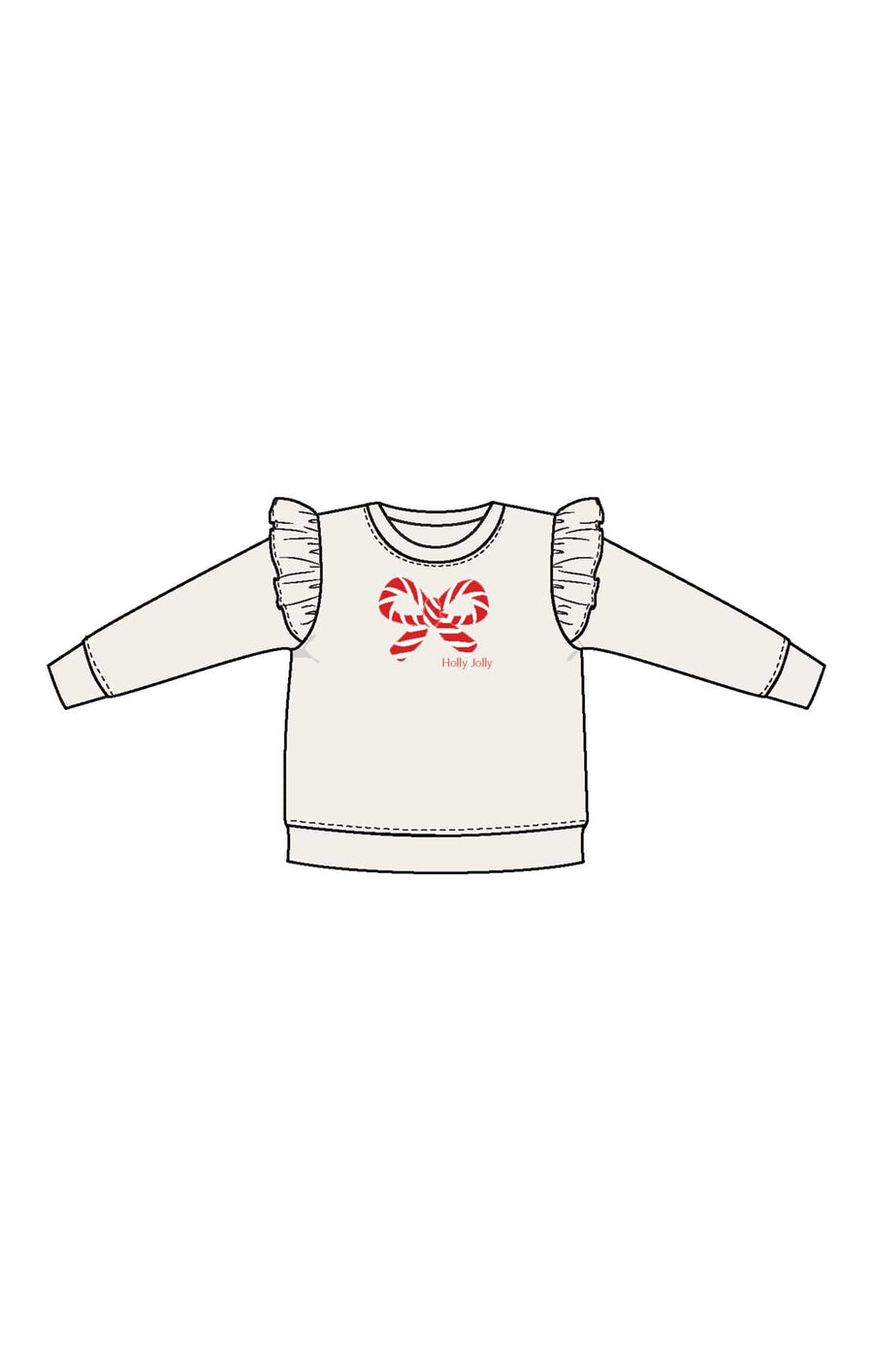 Angel Dear Baby Candy Canes - Ruffle Shoulder Waffle Sweatshirt